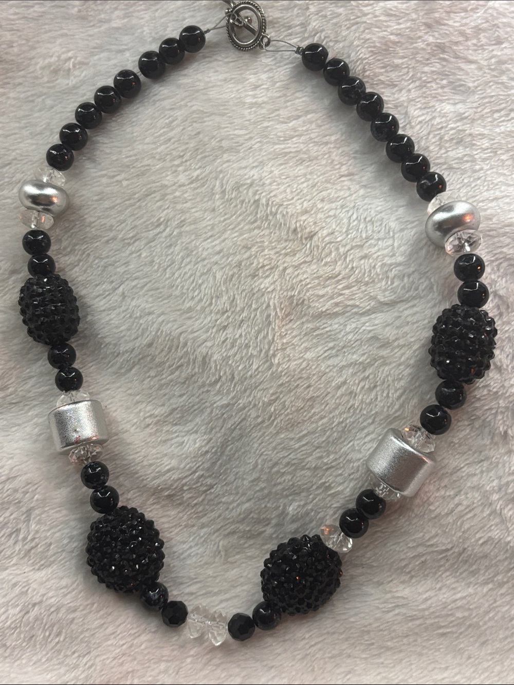 Black and Silver Beaded Statement Necklace